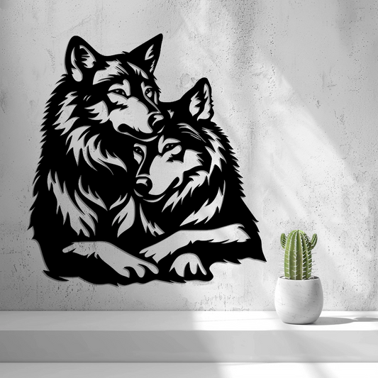 Wolf Couple Wall Silhouette